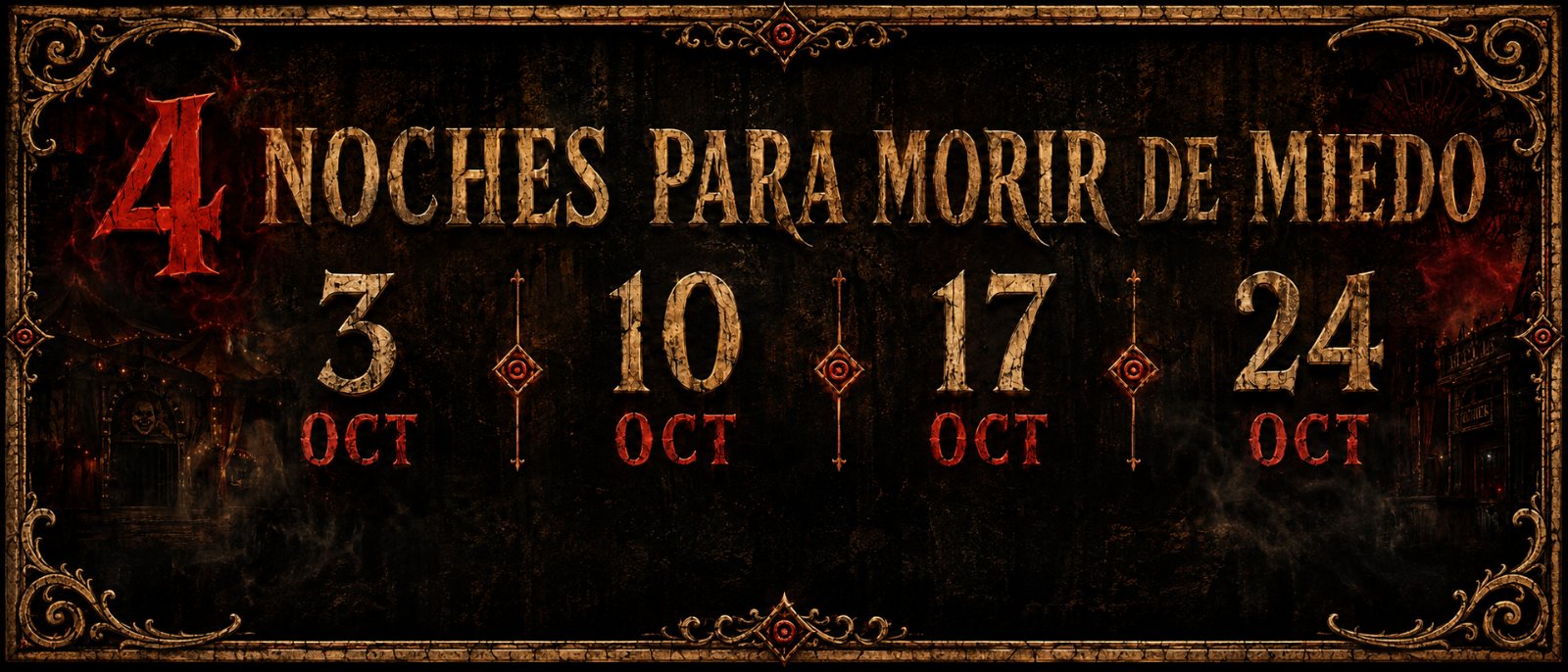4 noches para morir de miedo: 3, 10, 17 y 24 de octubre